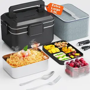 Nifogo Electric Lunch Box 100W 1.8L Food Heater Portable with Tableware & Lunch Bag for Car Home Office Travel Non Battery Powered Extra Large 3.5L