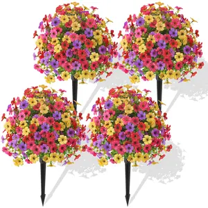 UV Resistant Artificial Flower Garden Stakes for Spring & Summer, Realistic Faux Daisy with Eucalyptus, Windproof Outdoor Decor for Yard, Porch, Patio