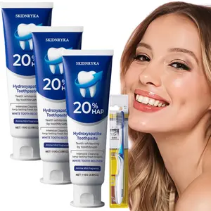 3-Pack 20% Hydroxyapatite Toothpaste (with one soft-bristle toothbrush): Deep cleans teeth, freshens breath, brightens smile, helps you shine with confidence. An everyday oral care product—essential for home, travel, and vacations.