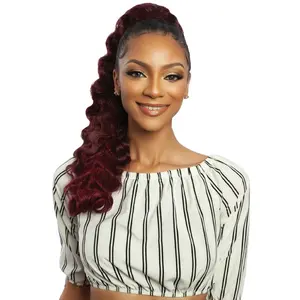 Brown Sugar Human Hair Blend Drawstring Ponytail - BSWNT07 CRIMP WAVE WNT 22" - By Mane Concept