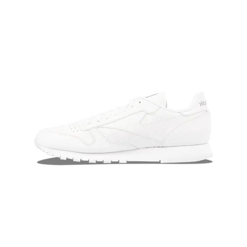 Men's Reebok Classic Leather 9771 White/Lt Grey Textile Sneakers - Closed-Design Casual Athletic Workout Shoes, Foam Pads, Cushioned Bed, Everyday Walking Sneaker for Running
