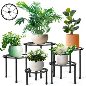 Black Plant Stands, Artificial Metal Stands,Heavy Duty Plant Stand, Anti-Rust Iron Flower Pot Stands Outdoor Plant Holder, Potted Plant Shelf for Living Room Balcony Garden Patio,Plant Shelf, Plant Hanger Outdoor Plant Rack,5 Pack,10 Pack