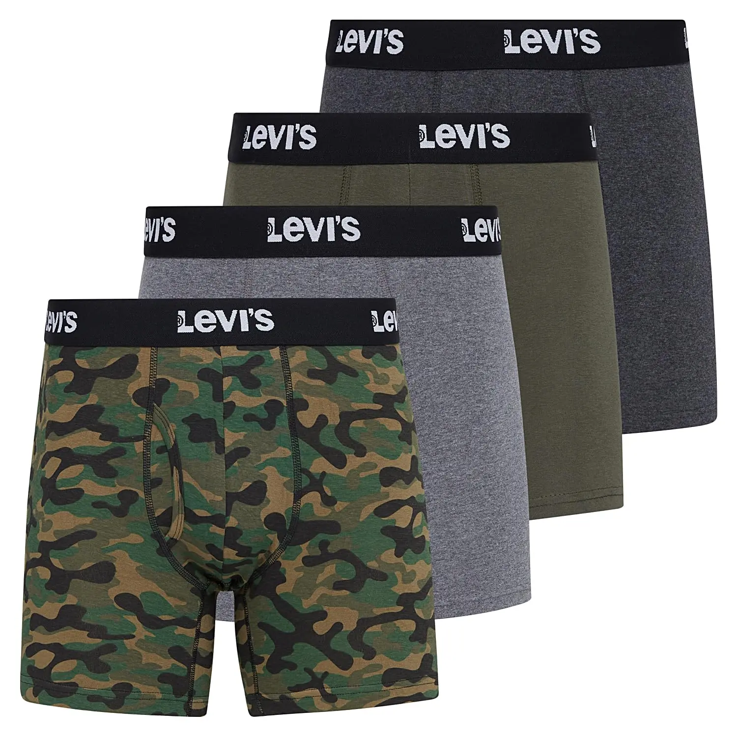 Levi's Mens Boxer Briefs Breathable Stretch Underwear 4 Pack Black Grey