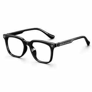 Lyrasses Bright Black Square Anti-Blue Light Glasses, Photochromic Unisex Fashion Eyewear Frames, Premium Trendy Daily Accessory, Ideal Gift Option, High-Quality Blue Light Blocking Eyeglasses