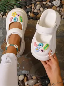 Women's Cute Cartoon Shoes, Summer Fashion Casual Thick Sole Slippers, Outdoor Trendy Unique Sandals, Indoor Non-Slip Slip-On Sneakers, Lightweight Footwear, Non Slip Eva