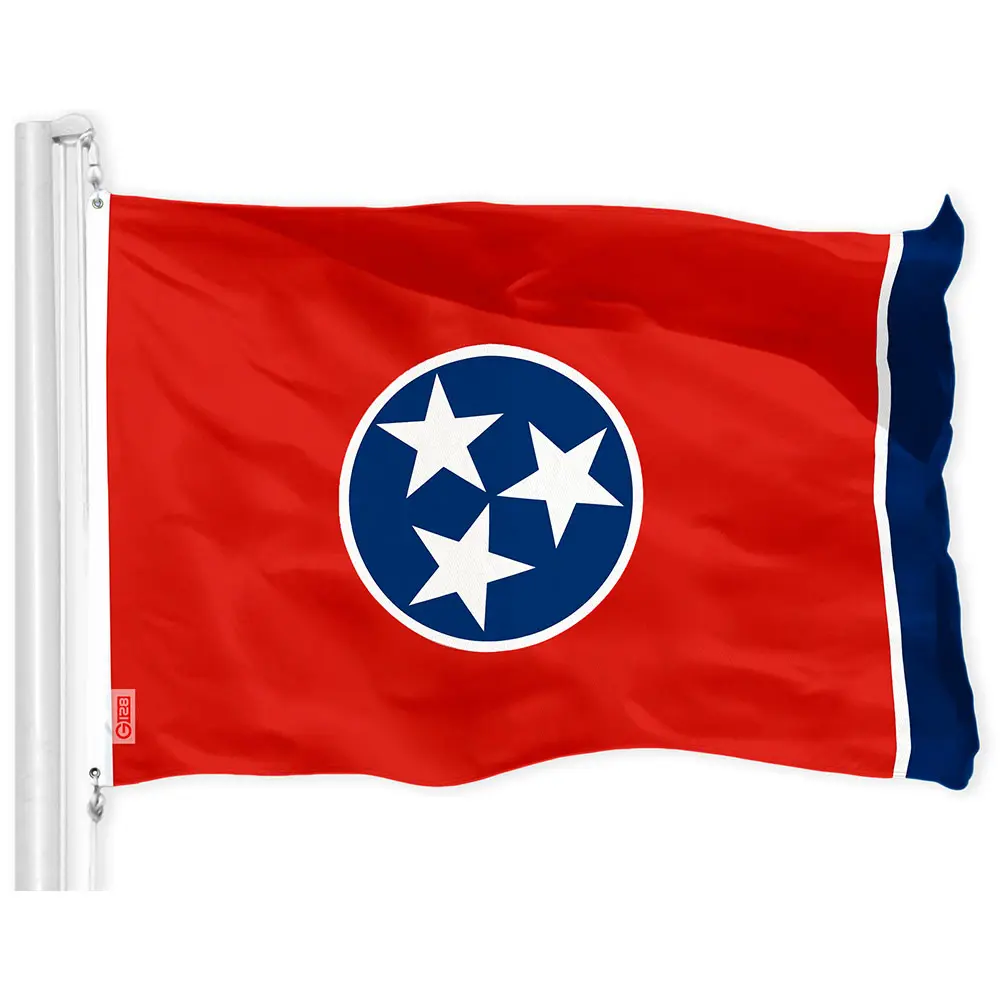 G128 Tennessee State Flag | 3x5 feet | Printed 150D, Indoor/Outdoor, Vibrant Colors, Brass Grommets, Quality Polyester, Much Thicker More Durable Than 100D 75D Polyester