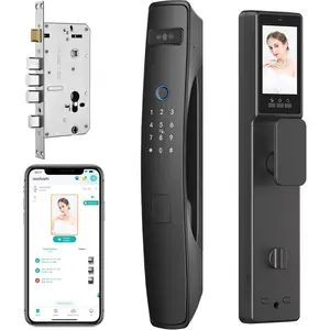 3D Face Recognition Smart Door Lock,Palm Vein Recognition Video Smart Lock with,Build-in WiFi,Doorbell,APP Control,Security WiFi Fingerprint Smart Mortise Lock for Front Door