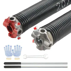 VEVOR Garage Door Torsion Springs, Summervibes, Pair of 0.207 x 2 x 22inch, 16000 Cycles, Garage Door Springs with Non-Slip Winding Bars, Gloves and Mounting Wrench, Electrophoresis Coated for Replacement