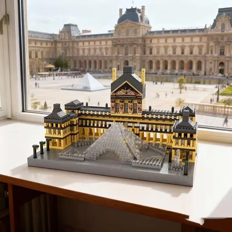 3000+ Pcs Famous Architecture Louvre Micro Particle Building Block Sets, Architecture Brick Model, Creative 3D Puzzle Collection Model Kit, Durable Abs Resin Structure