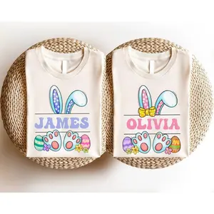 Happy Easter Custom Shirt, Cute Bunny Toddler T-Shirt, Easter Family Trip Shirt, Kids Easter Tee, Personalized Easter Shirt, Bunny Lover Tee