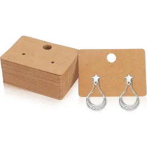 100 Pcs Brown Paper Earring Cards Earring Display Holder Hanging Tags for Jewelry Display Ear Studs