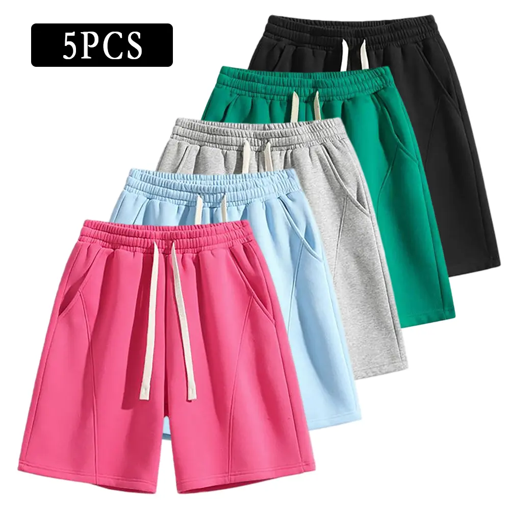 Women's Oversize Fleece Lined Bermuda Shorts for Unisex, Loose Fit Comfy Basic Sweat Shorts with Pockets, Summer Minimalist Baggy Womenswear Bottom