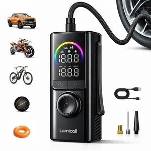 Lamicall Ruxacty Upgraded Portable Wireless Tire Inflator 150PSI Car Tire Pumps - Digital Air Compressor with Pressure Gauge, LED Light, Auto Shut Off, Large Capacity Battery for Cars, Bicycles, Inflatables
