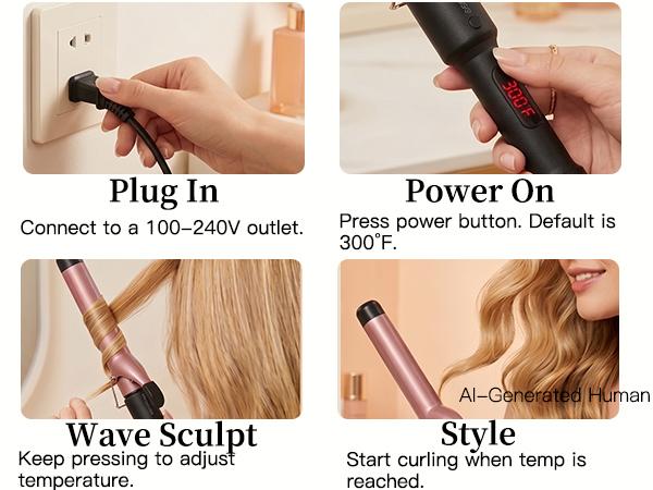 MEGAWISE 1.25-Inch Ceramic Barrel Curling Iron for Soft Curls, 60s Fast Heating, Adjustable Heat Up to 430°F, LCD Temp Ctrl, Plug Powered, Dual Voltage, Suitable for All Hair Types