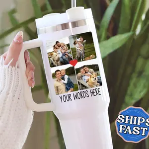 Personalized Photo Collage 40 oz Tumbler, Custom Text Picture Tumbler, Mothers Day Gift from Grandkids, Picture Mug, Grandma Gift Dad Gift