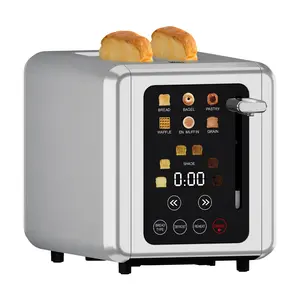 Whallultra Touch Screen Toaster 2 Slice, 4 Slice,Stainless Steel Digital Timer Toasters with Sound Function, Smart Extra Wide Slots Toaster with Bagel, Cancel, Defrost (silver)