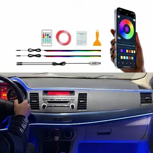 Acrylic LED Lights for Car, 43.3in+43.3in RGB Strip Light Car LED Lights Interior with USB Port, App Control, Music Sync,Car Lights for Women Men Gifts