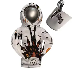 Halloween Hoodie Car Gear Shift Cover - Spooky Season Car Decor, Soft and Durable Polyester, 17.5x11x2cm