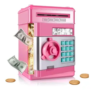 Kid Piggy Bank Electronic Money Bank with Password Code Lock, Auto Scroll Paper, Coin Bank for Kids, Gifts for Girls 3-12 Years Old - Ornaments, Decor