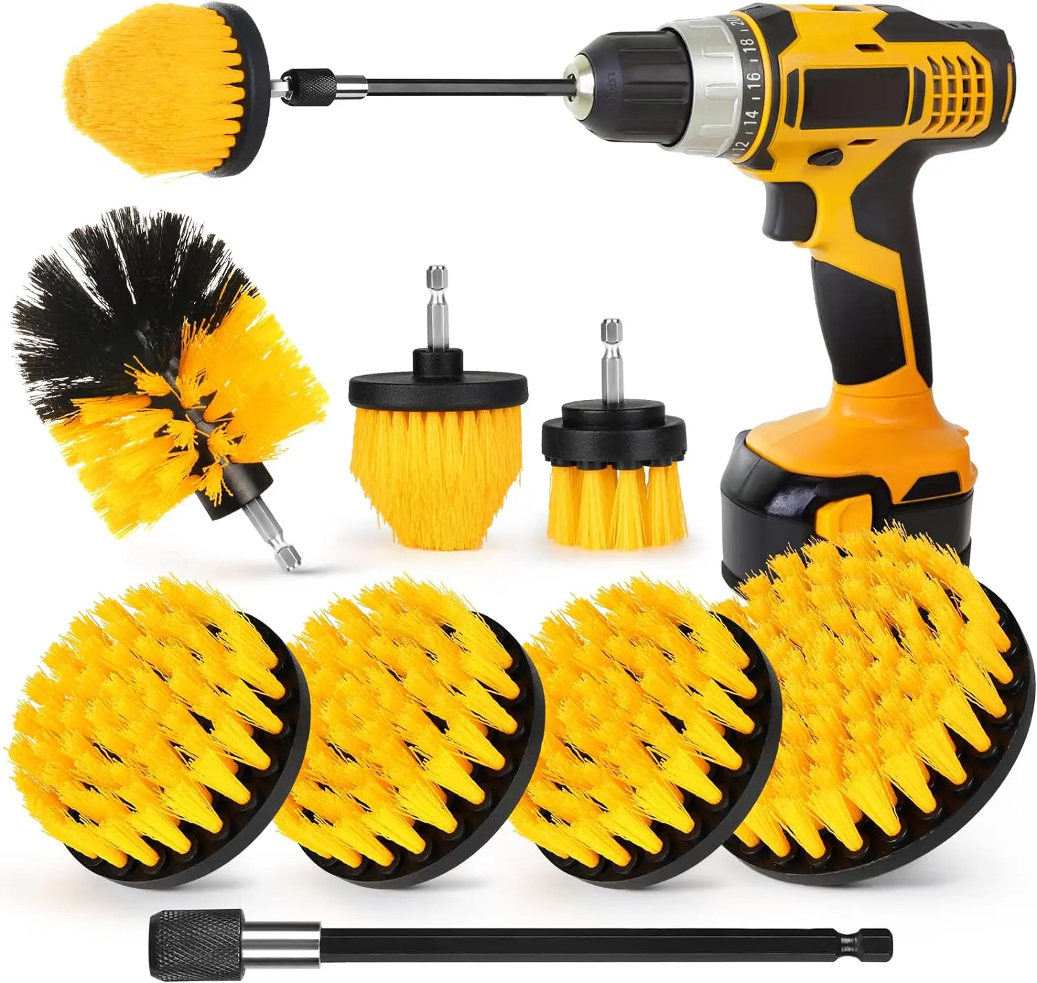 Drill Brush Attachment Tools Set Without Drill, Car Detailing Brush Set, Wheel Tire Detail Brush Set, Wheel Cleaning Kit, Hand Tools Accessories