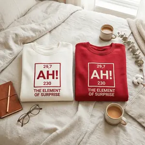 [Made in US] Ah! the Element of Surprise Embroidered Sweatshirt T-shirt Hoodie, Chemistry Shirt, Chemistry Joke Shirt, Project Hail Mary