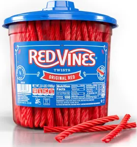 Red Vines Licorice Candy Original Red Flavor Soft Chewy Candy Twists 3.5-Pound Resealable Jar Sweet Snack for Sharing