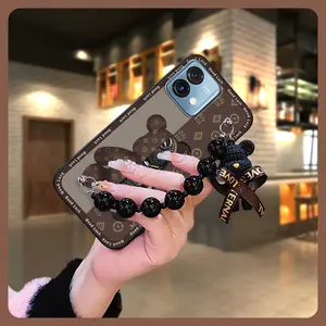 Bear bracelet Skin-friendly feel Phone Case For MOTO G Stylus 5G 2023 Black pearl pendant Dirt-resistant silicone protective case Anti-knock Back Cover Waterproof soft case cute