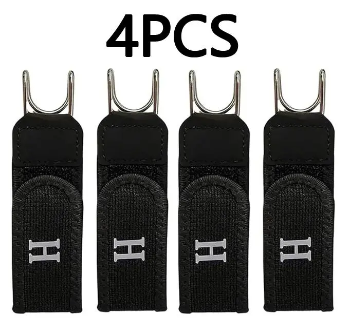 4-Piece Metal Hook Elastic Belts - Buckleless, Hole-Free, Adjustable Invisible Waist Straps for Outdoor Work, Travel, Party Gift Essential