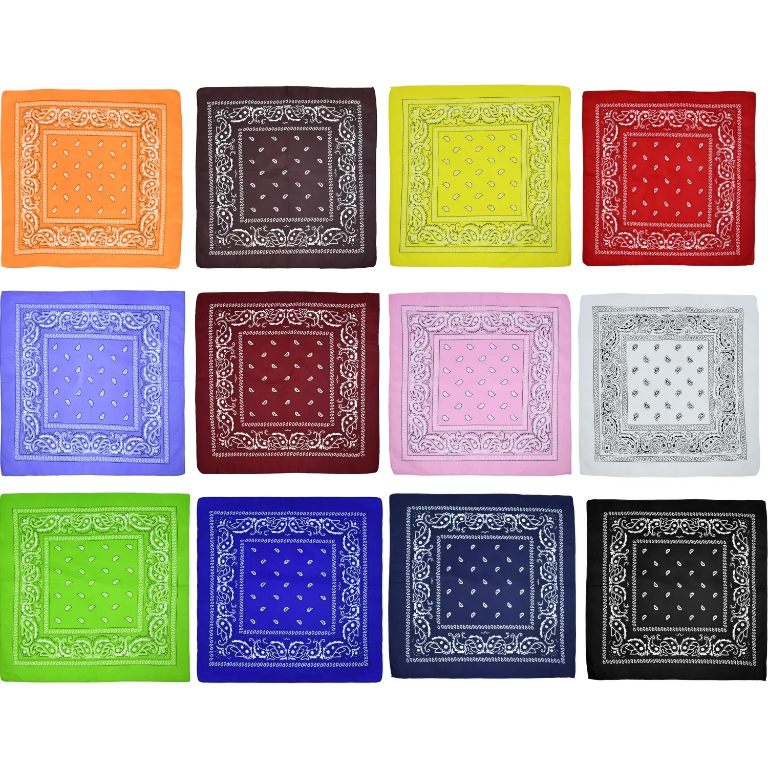 12Pcs Bulk Pack Polyester Cowboy Square Bandana Headbands, 22x22in Anti-Pilling Handkerchiefs for Men - Home Improvement Outdoor Party Multi-Purpose Head Scarf