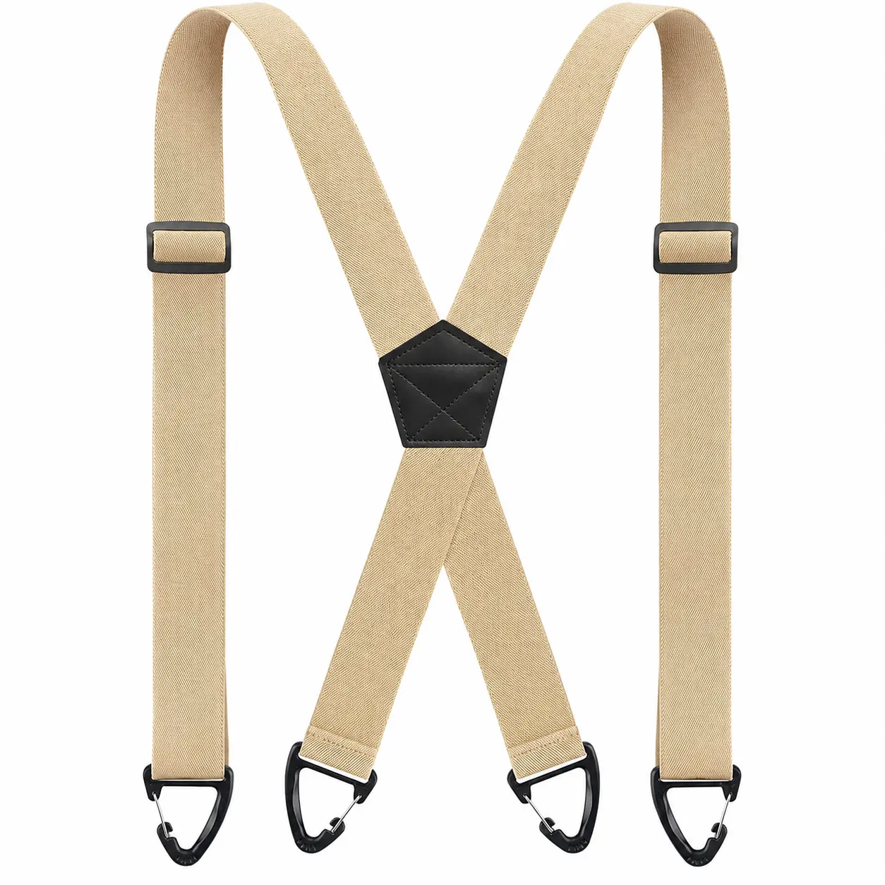 Men's 1.5-In Elastic Strap X-Back Hidden Under-Clothing Heavy-Duty Work Suspenders, Adjustable Waist Support Work Safety Gear for Home Improvement, Daily Wear (Ideal for Friends, Family, Coworkers, Beige)
