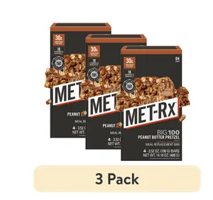 (3 pack) MET-Rx Big 100 Protein Bars, Peanut Butter Pretzel Bars, 4 Ct