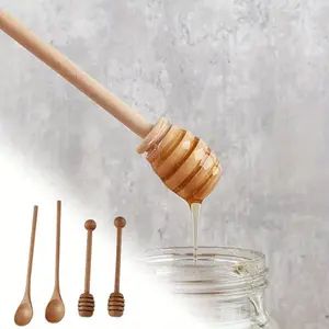 4 Pcs Honey Mixing Rod Set with Coffee Mixing Spoon Long Handle Beech Honey Mixer Cocktail Mixing Spoon Honey Mixing Rod Kitchen Tools