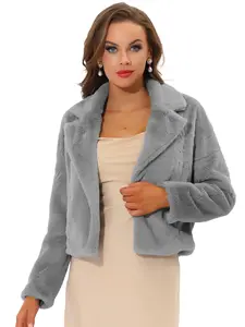 INSPIRE CHIC Winter Wedding Faux Fur Bolero Jacket Loose Formal Faux Fur Coat