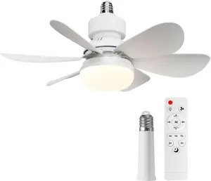 Socket Fan Light Ceiling Fans with Lights and Remote, Dimmable LED 3-Colors 3000K-6500K, 1556 Lumens Light Bulb Screw in Ceiling Fan for Bedroom, Kitchen, Living Room, Closet, Garage Home Decoration