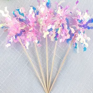 Multicolor Glitter Flower Cake Decorations, Party Cake Decoration Supplies, Colorful Cake Toppers, Birthday Party Decor, Pet Material, Cake Decorating Kit