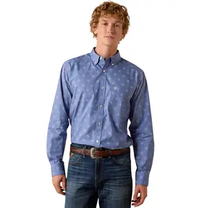 Ariat Men's Byrd Colony Blue Southwest Motif Fitted Shirt 10073533