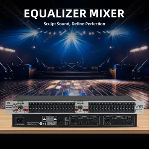 Graphic Equalizer 15-Band Stereo EQ for Home Audio, Dual Channel Professional Silver DJ Equalizer, Noise Reduction 1U Rack Mount (EQ-215S)