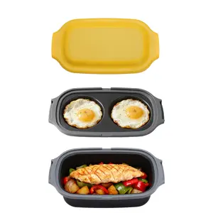 Microwave Egg Cooker with Lid, 3-in-1 Egg Frying Pan, Multi-function Microwave Grill Pan. Quickly heats for grilling and browning food. Designed to operate without electricity, dishwasher safe, suitable for office/home use.（yellow）