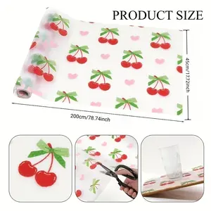 Refrigerator Liner Pad, Moisture-Resistant, Non-Slip, Washable, Reusable, Eva Material, Cherry Pattern, Aesthetic, Kitchen Decor, Tableware, Drawer Mat, Shoe Cabinet Mat, Cabinet Mat