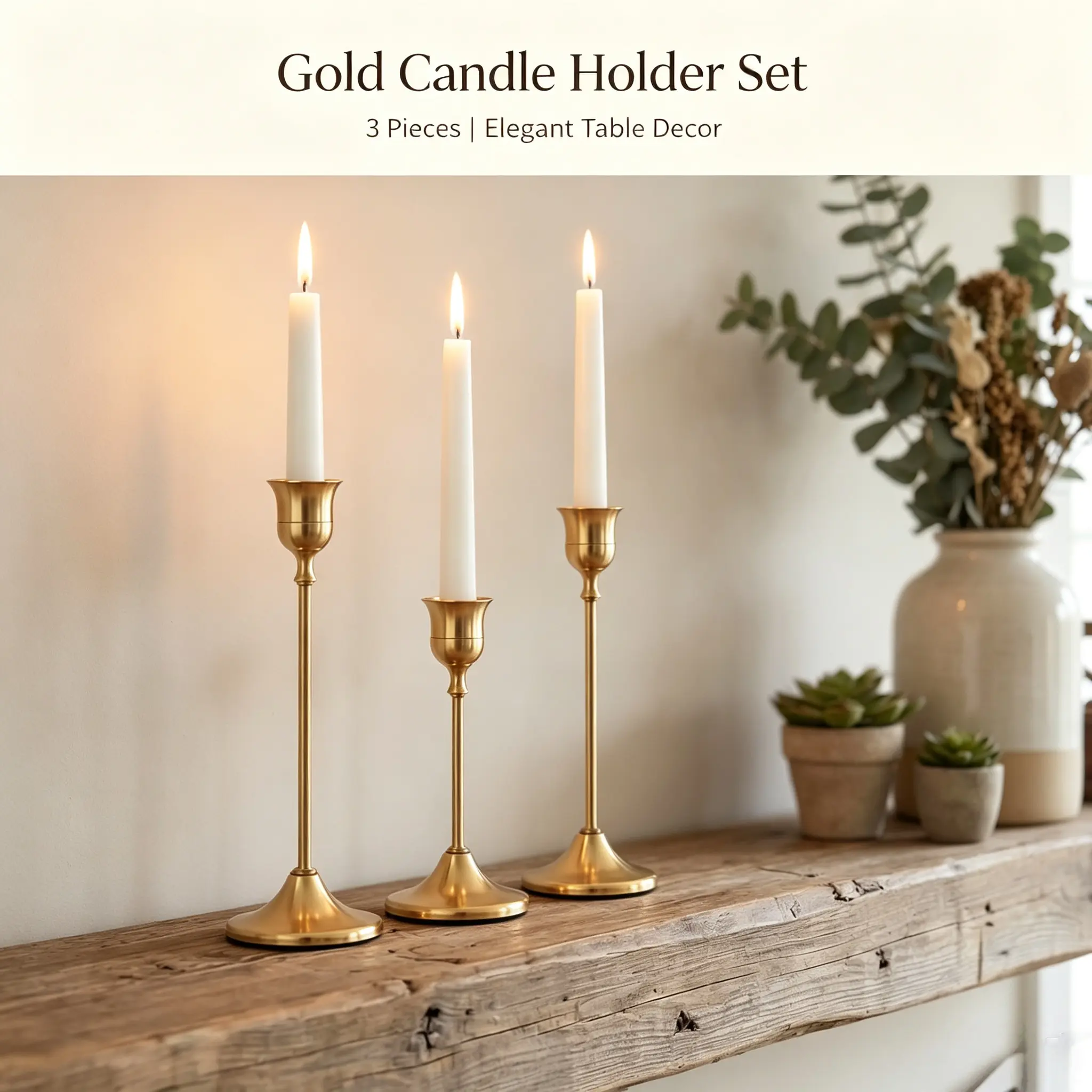 3-Piece Aluminium Pink and Black Taper Candle Holders Set - Daily & Club Evening Home Decor Accessories, Candle Holder Centerpieces for Candlesticks