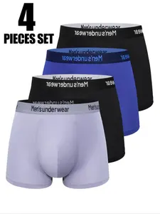 Men's Underwear Set, Athletic Sport Underwear, Comfortable Breathable Loose-Fit Briefs, Fashion Classic Design, Daily Wear Essentials, Pack of 4 Pieces