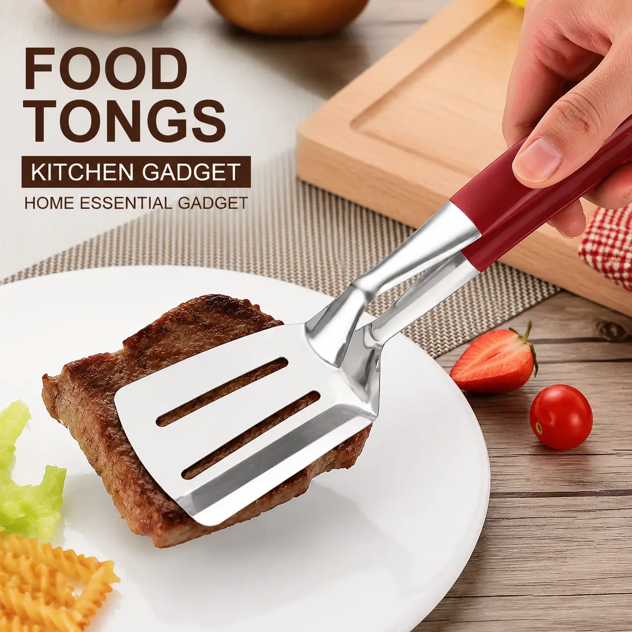 Stainless Steel Multi-Functional Steak Spatula Clamp, Kitchen Cooking Tongs for Fried Steak, Grill Use Stainless Steel Multi-Functional Steak Spatula Clamp, Kitchen Cooking Tongs for Fried Steak, Grill Use