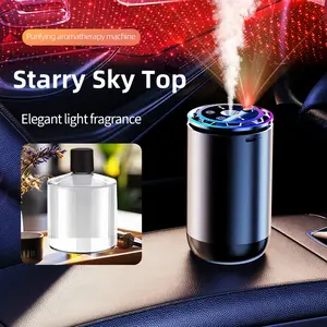 Car-mounted intelligent aroma diffuser, nano automatic spray fragrance machine, bedroom perfume essential oil diffuser, starry sky roof and atmosphere lighting aroma diffuser, battery-powered, USB charging, with complimentary fragrance essential oil