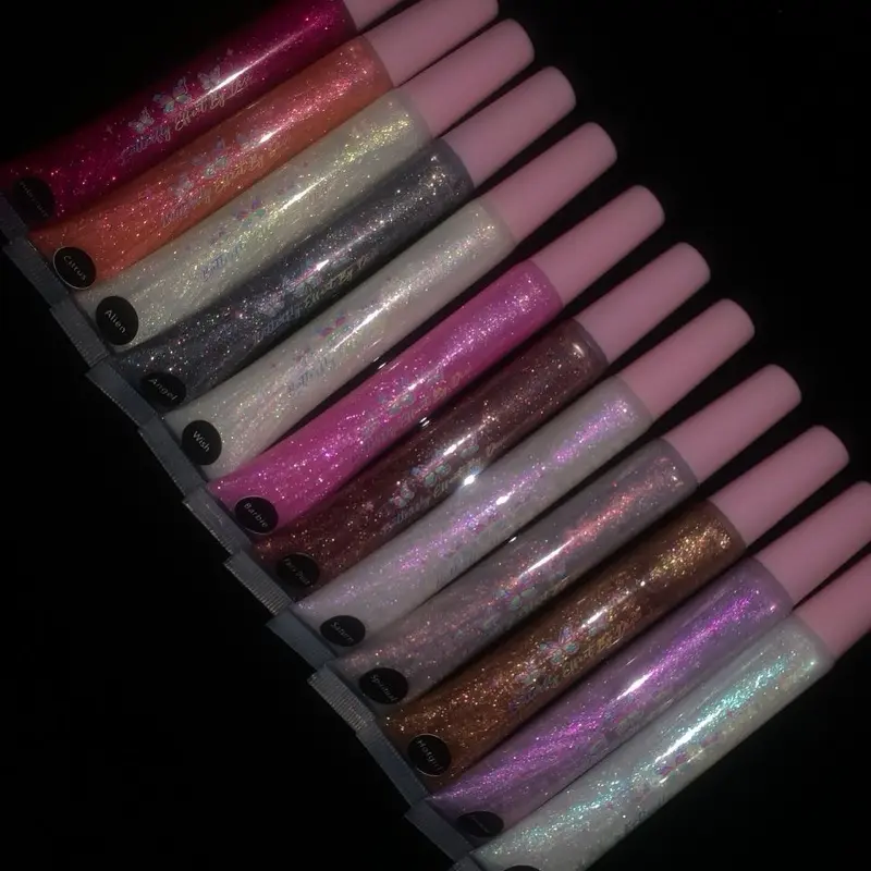 Fluttergloss-Glitter Lipgloss Glossy Lipstick Sparkly Non sticky Non Gritty Hydrating Holographic Lipgloss
