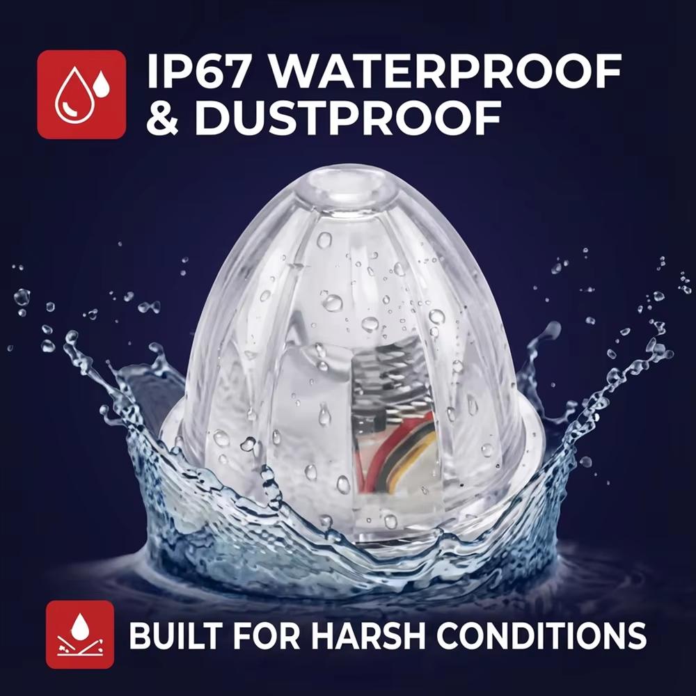 LEB flashing car watermelon light 12-24V Glass Lens Turn Signal Dual Color Strobe Side Marker Light Three modes of adjustment for Lorry Trailer flashing function car equipment 2/4/6PCS