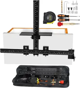 New Cabinet Jig Tool Set - Aluminum Alloy Cabinet Handle Jig – With Center, Cabinet Jig 14-Piece - Guide for Cabinet Installing/Drawer Knobs - Door Pulls