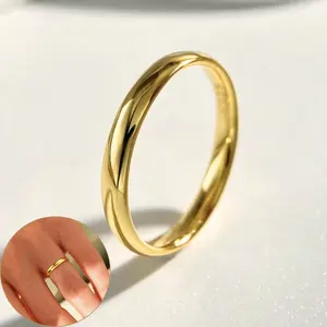 4mm Gold Plated Couple Wedding Rings for Men & Women | Polished Engagement & Promise Rings Gift