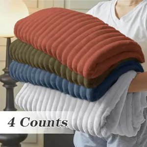 Striped Bath Towel, 4 Counts/set Soft Absorbent Striped Pattern Towel, Lightweight & Comfortable Bath Towel Super Absorbent Towel for Home Bathroom Dormitory Vacation Travel