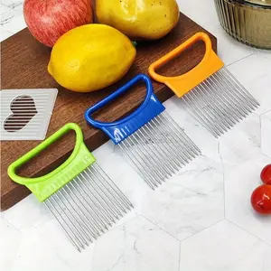 Multifunctional Slicer, Stainless Steel Onion Slicer, Potato Lemon Slicer, Tomato Slicer, Vegetables, Fruits and Meat Kitchen Comb Plastic Utensils Sturdy