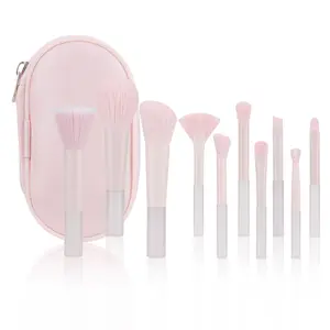 10-Piece Kids Makeup Brush Set with Box, Mini Travel Makeup Brushes Kit, Christmas Gift, Halloween Essential, Crystal Handle, Newbie Beauty Tools, Cosmetic Brush Set